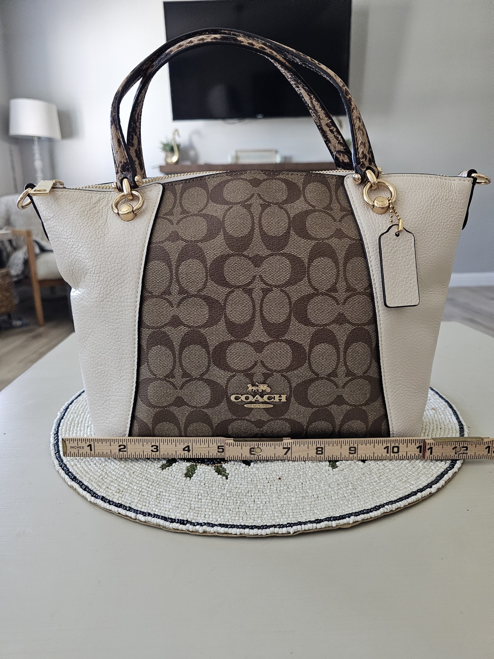 Coach Kacey Satchel In Signature Brown Canvas And Leather - Picture 8 of 13